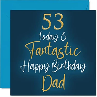 Imagen de Fantásticas tarjetas de cumpleaños 53 para papá, hoy y fantásticas, tarjeta feliz papá hijo e hija, regalos padre, felicitación