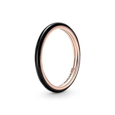 Imagen de PANDORA ME Anillo chapado en oro rosa de 14 quilates con esmalte negro, talla 56