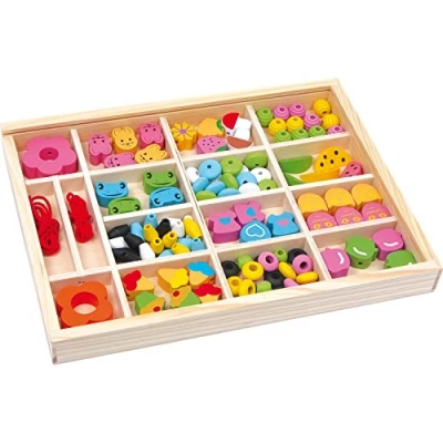 Imagen de Small Foot 2463 Caja de madera &quot;Julia&quot;, juego cuentas con colores, bisutería, pulseras, a partir 3 años