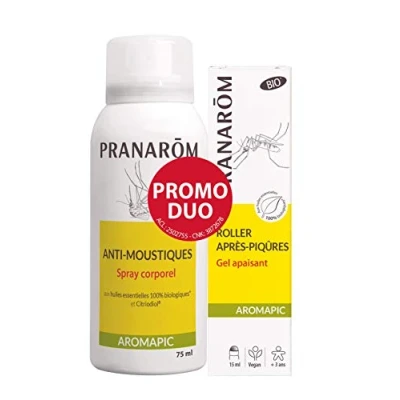 Imagen de Pranarôm Aromapic Spray Corporal Antimosquitos + Rolón para picaduras ecológico, con aceites esenciales biológicos