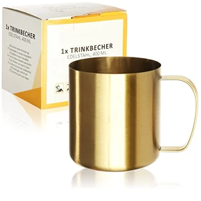 Imagen de Robin Goods® Taza para Beber de Acero inoxidabl Color Dorado Acampar irrompible y sin BPA (1 Pieza Dorado)