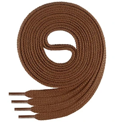 Imagen de Di Ficchiano Cordones planos de algodón 100% para zapatillas y calzado deportivo, muy resistentes, aprox. 7 mm ancho, 45 200 cm longitud, fabricado en Europa, Unisex, marrón claro, 140