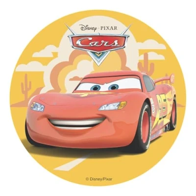 Imagen de Dekora, Oblea Comestible de Cars, Decoración para Tarta Cumpleaños Rayo McQueen, Disco Redondo 20 CM