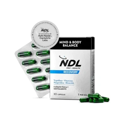 Imagen de NDL Pro Health Mind &amp; Body Balance Triptófano con magnesio y vitamina B6, ayuda a dormir bien después del entreno mejora la recuperación física mental, 30 cápsulas