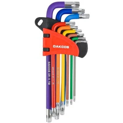 Imagen de DAKCOS Juego de 9 Llaves Torx Hexagonale con estrella T10 T50 Llave allen orificios extremo, CR V