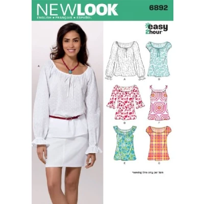 Imagen de New Look Patrón de Costura 6892: Camisetas para Mujer, Talla A, Papel, A (6 8 10 12 14 16)