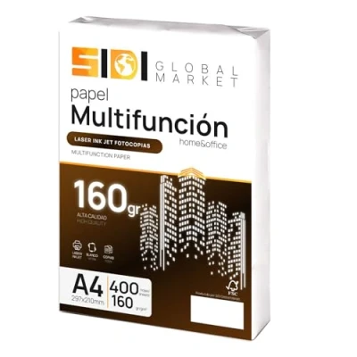 Imagen de Papel A4, Folios de 160gr, Impresora Paquete para Uso Escolar, Laboral o Personal, A4 Fotocopiadora y Multiusos, DIN extrablanco SIDI (400h, 160gr)