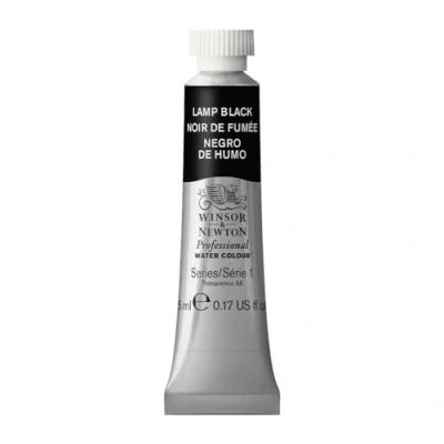 Imagen de Winsor &amp; Newton Acuarela Profesional Pintura De Acuarela, Alta Luminosidad, Resistente a la Luz, Calidad Archivo, Tubo 5ML, Color Negro Humo