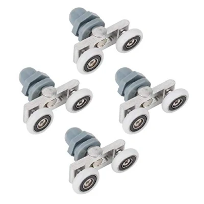 Imagen de Rodillos de la rueda, puerta cristal del cuarto baño rueda pista rodillo deslizante doble durable 4pcs(23 mm)