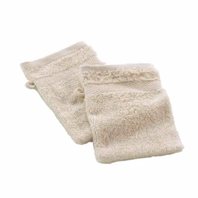 Imagen de Douceur d&#039;Intérieur Elegance 2 Guantes de baño (15 x 21 cm) Arena, 100% algodón Liso