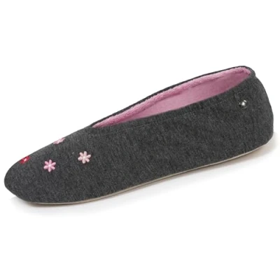 Imagen de Isotoner Zapatillas Bailarinas Mujer Ultra Cómodas, Suela de Cuero, Detalle Gran Lazo, gris multicolor, 41/42 EU
