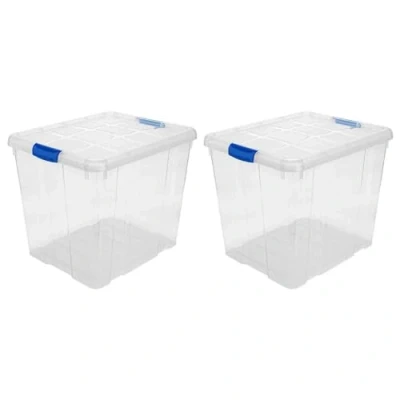 Imagen de AC Pack de 2 Cajas ordenación plástico Transparente N.º 17. Contenedor para almacenar Juguetes, Libros, Ropa, Mantas. Capacidad 35 litros. Dimensiones Aprox.: 42,2 x 35,5 cm