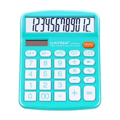Imagen de CATIGA Calculadora de Escritorio 12 Dígitos con Pantalla LCD Grande y Botón Sensible, Doble Alimentación Solar Batería, Función Estándar para Oficina, Hogar, Escuela, CD 2786