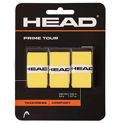 Imagen de HEAD Prime Tour Overgrip Juego de 3 Raquetas, tamaño estándar, Color Amarillo