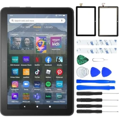 Imagen de NB+ pantalla de repuesto para tablet Amazon Kindle Fire HD8/HD8 Plus 10ª generación 2020 K72LL3 K72LL4 digitalizador táctil con kits herramientas reparación (con cinta adhesiva)