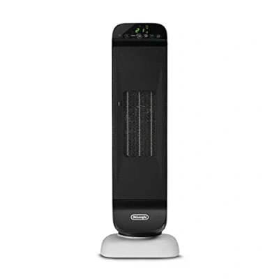 Imagen de De&#039;Longhi Termoventilador Cerámico de Torre, Calentamiento Rápido con 2 Niveles, Mando a Distancia, Temporizador 24h, Giratorio, Función Eco, Termostato Seguridad, 2000W, HFX25S20, Blanco/Negro