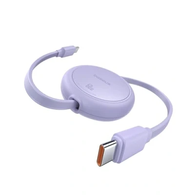 Imagen de Baseus cable USB C, 60 W, PD 3 A, QC 4.0, mini retráctil, de carga rápida C a preestablecido 4 niveles para iPhone 16 15 Samsung iPad, portátil, fácil