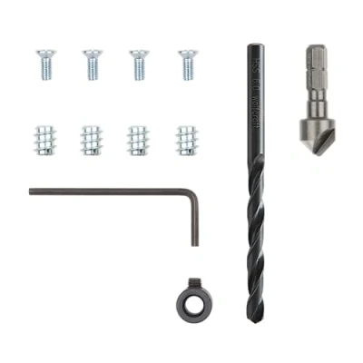 Imagen de wolfcraft Juego de reparación Para bisagras cazoleta Lado del cuerpo mueble, 11 piezas I 4657000 dos arrancadas en el mueble