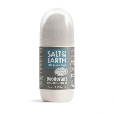 Imagen de Salt of the Earth Natural Deodorant Roll On by Earth, Pure Armour vetiver and citrus Refillable, Vegan, Long Lasting Protection, Leaping Bunny Approved, Made in UK 75ml