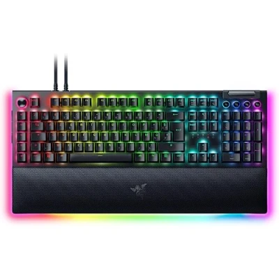 Imagen de Razer BlackWidow V4 Pro (Switches Amarillo) Teclado Gamer Mecánico (Interruptores Mecánicos Silenciosos, Rueda de 8 Teclas Macro Dedicadas, Reposamanos Imitación, RGB Chroma) FR Negro