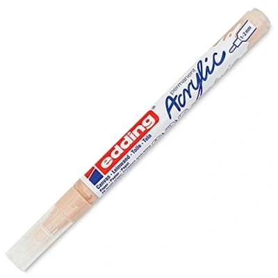 Imagen de edding 5300 marcador acrílico de trazo fino beis 1 rotulador resistente al agua punta redonda 2 mm pintura acrílica para lienzo, papel kraft, madera y piedra