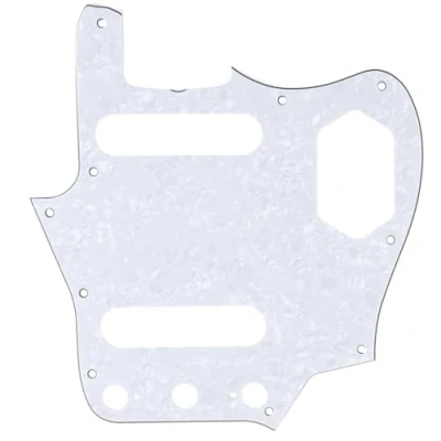 Imagen de Musiclily Pro 10 Agujeros Estilo Vintage 65 60s Pickguard Golpeador para Fender American Jaguar, 4 capas White Pearl