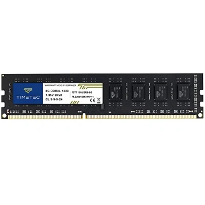 Imagen de Timetec DDR3 1333MHz PC3 10600 No ECC Sin búfer 1.35V CL9 2Rx8 Dual Rank 240 Pin UDIMM Actualización de módulo Memoria RAM PC Escritorio (8GB)