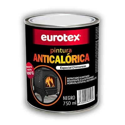 Imagen de Pintura anticalórica negra mate para altas temperaturas de hasta 650º, Especial estufas, chimeneas, hornos, barbacoas, aluminio Negro, 750 ml.