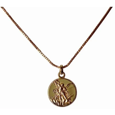 Imagen de MEDALLA DE SAN MIGUEL ARCÁNGEL EN PLATA 925 CHAPADA ORO CON CADENA 100% Made in Italy
