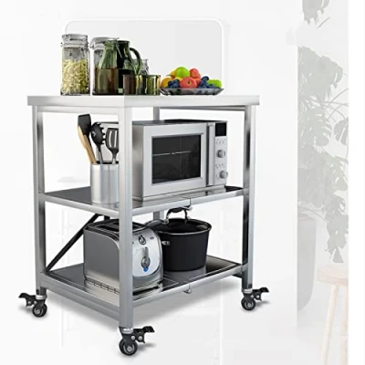 Imagen de LXSEHN Carrito de Cocina, Auxiliar con Ruedas 3 Niveles Almacenamiento Multiuso, Carro Servicio para Baño Oficina Salón Lavandería (Tamaño : 60x45x80cm)