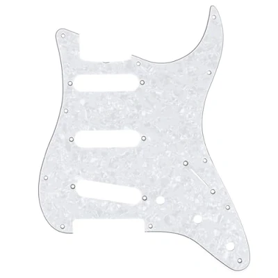 Imagen de Musiclily Pro 11 Agujeros SSS Vintage Golpeador Strat ST para Guitarra Eléctrica American 62 Stratocaster, 4 capas White Pearl