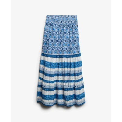 Imagen de Superdry Printed Falda larga, Mujer, Talla: 38, Tala tile border blue
