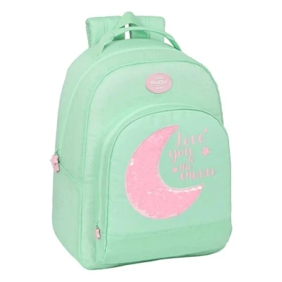 Imagen de Safta BLACKFIT8 MOON Mochila Adaptable Carro a Carro, Mochila, Ideal para Niños de Diferentes Edades, Tejido Reciclable, Cómoda y Versátil, Calidad Resistencia, 32x15x42 cm, Color Verde