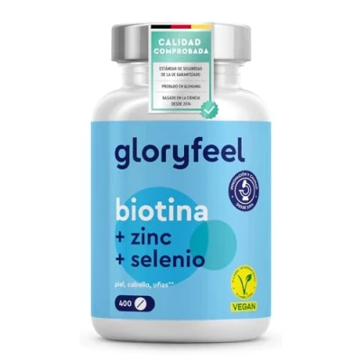 Imagen de Biotina + Zinc Selenio 400 pastillas veganas (Suministro para 1+ año) Vitaminas el cabello Apoya crecimiento del pelo, fortalece la piel y las uñas Sin aditivos