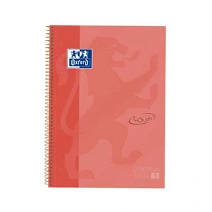 Imagen de Oxford, Cuaderno A4, Cuadrícula 5x5, Tapa Extradura, Microperforado, Libreta Europeanbook 1 touch, Color Coral