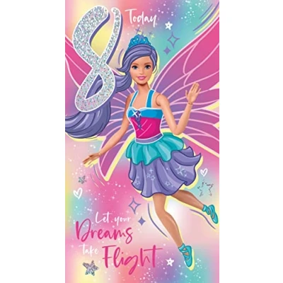 Imagen de Danilo Promotions Limited Barbie tarjeta de cumpleaños 8 años, oficial multicolor, 9 x 5 pulgadas