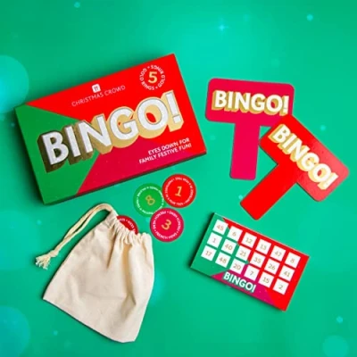 Imagen de Talking Tables Juego de Bingo Navidad para diversión Familiar, Juegos Mesa niños, Adultos, Fiesta Oficina, Relleno Calcetines, Regalos él o Ella