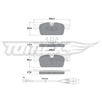 Imagen de TOMEX brakes TX 17 31 Juego de pastillas freno Eje delantero con contacto avisador desgaste PEUGEOT: 508 I Berlina, SW