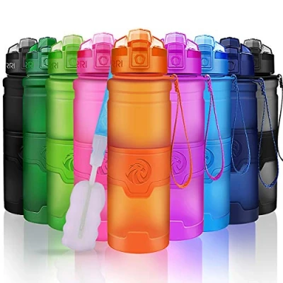 Imagen de Botella de Agua Deportiva a Prueba Fugas Sin BPA Tritan Reutilizable Plástico Ecológico Botellas 1L/700ml/500ml,con Filtro Para Niños Adulto,Apertura con un Solo botón Gimnasio,Senderismo,Colegio
