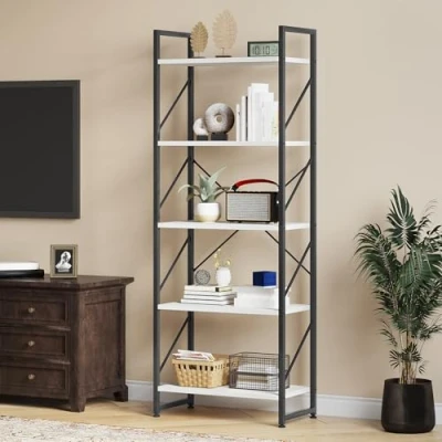 Imagen de YITAHOME Librería de 5 Niveles, Estante Libros pie, Madera y Marco Metal, Almacenamiento exhibición para Sala Estar, Oficina en casa