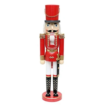 Imagen de Dekohelden24 521169R Precioso cascanueces con diseño de soldado en rojo metálico, clásico, aprox. 50 cm