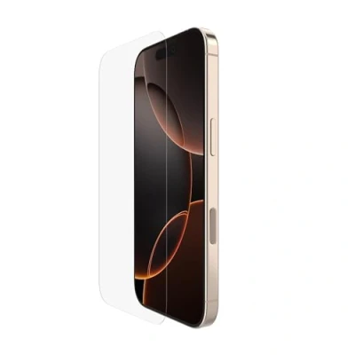 Imagen de Belkin ScreenForce UltraGlass 2 protector de pantalla para iPhone 16 Pro, antiarañazos, grado 9H dureza, bandeja alineación fácil, sin burbujas, ultrafino, cobertura total Pro