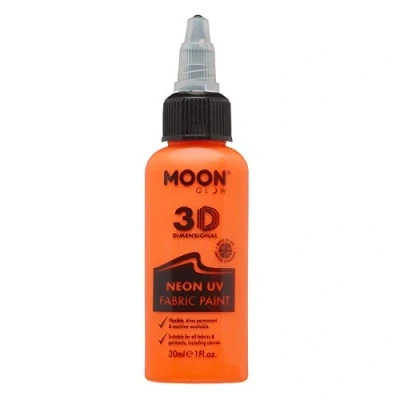 Imagen de Moon Glow Pintura para tela Neon UV 3D textil ropa, camisetas, bolsos, zapatos y lienzos Naranja intenso 30 ml (Paquete de 1)