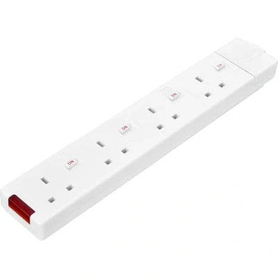 Imagen de Masterplug enchufe de remolque recableable cuatro enchufes con indicador alimentación e interruptores individuales, sin ni cable, color blanco