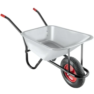 Imagen de tectake® carretilla de carga, hecho acero galvanizado, carro con ruedas neumáticas, capacidad 100 L, carga hasta 150 kg, estructura robusta, jardin, uso versátil, obra