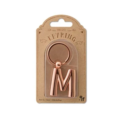 Imagen de if Llavero de metal con letra alfabeto personalizada color oro rosa M