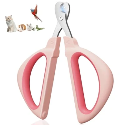 Imagen de Euqvunn Cortauñas Gato, Profesional Corta Uñas Gatitos con Seguro Posicionamiento Orificio, Tijeras Gatos Adecuado para Gatitos, Conejos, Cobayas, Cachorros y Animales Pequeños (Rosa)