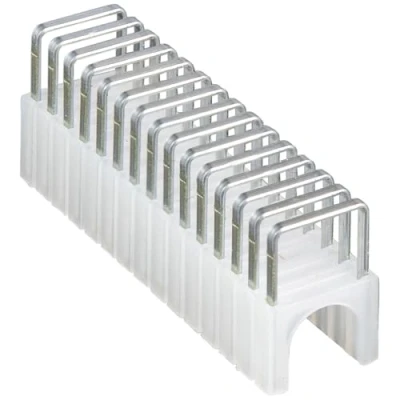 Imagen de grapas resistentes, aisladas de 1/4 x 5/16 pulgadas para cables datos CAT3 y CAT5e, grapadora Klein Tools n.º 450 100, 001, plateado blanco