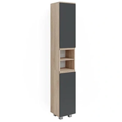 Imagen de Vicco Armario de baño J Shape, Sonoma/Antracita, 30 x 190 cm