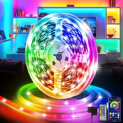 Imagen de 20M Luces Led Habitación, Tiras Inteligentes RGB Control Remoto y App 16 Milliones de Colores Strip lights, Sincronización Musical Bluetooth, TV, Fiesta, Pared, Hogar